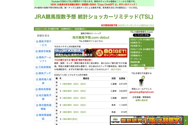 JRA競馬指数予想 統計ショッカーリミテッド(TSL)